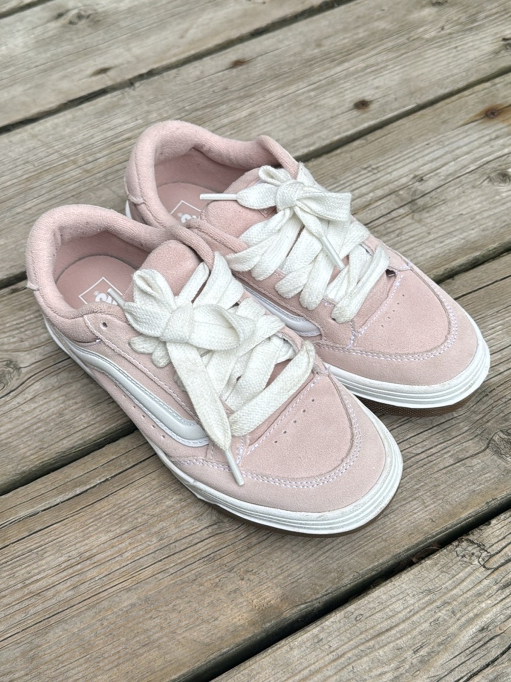 Vans Pink Low-Top Suede Sneakers with White Laces